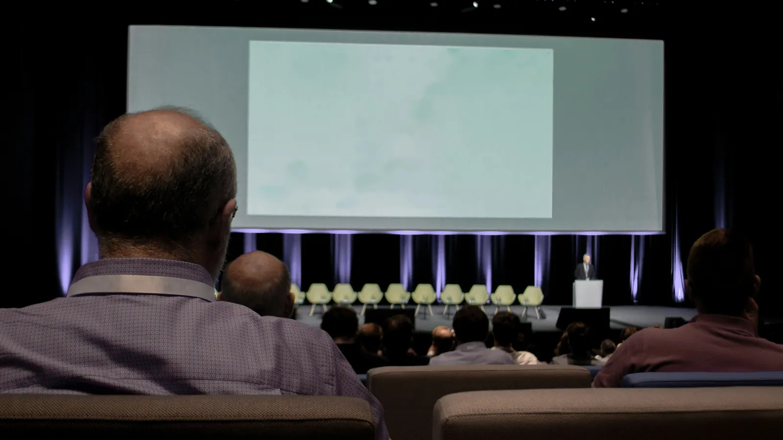 Conference hall during a session, representing conference interpreting
