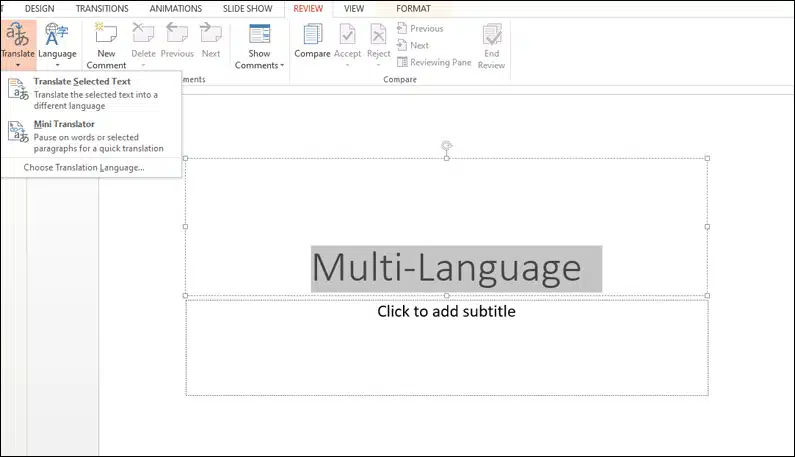 Prepare for a multi-language powerpoint presentation