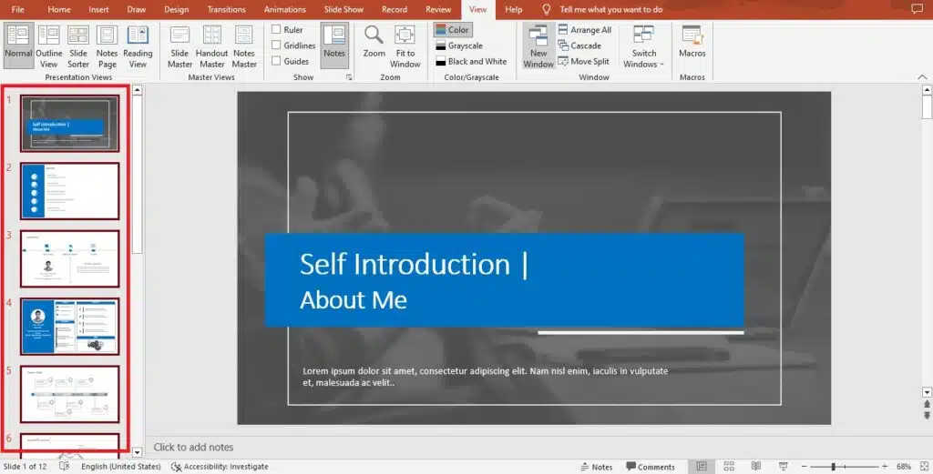 powerpoint online set proofing language for whole presentation