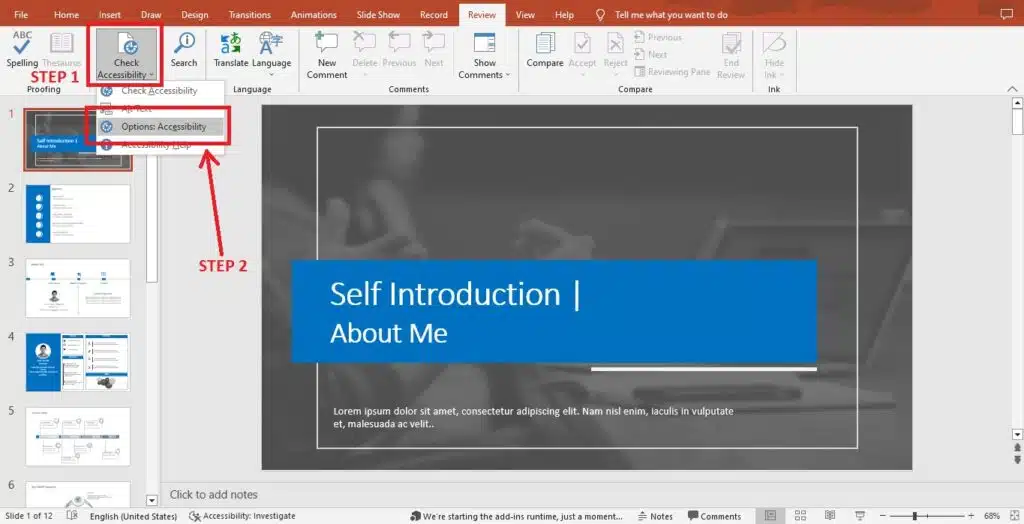 powerpoint online set proofing language for whole presentation