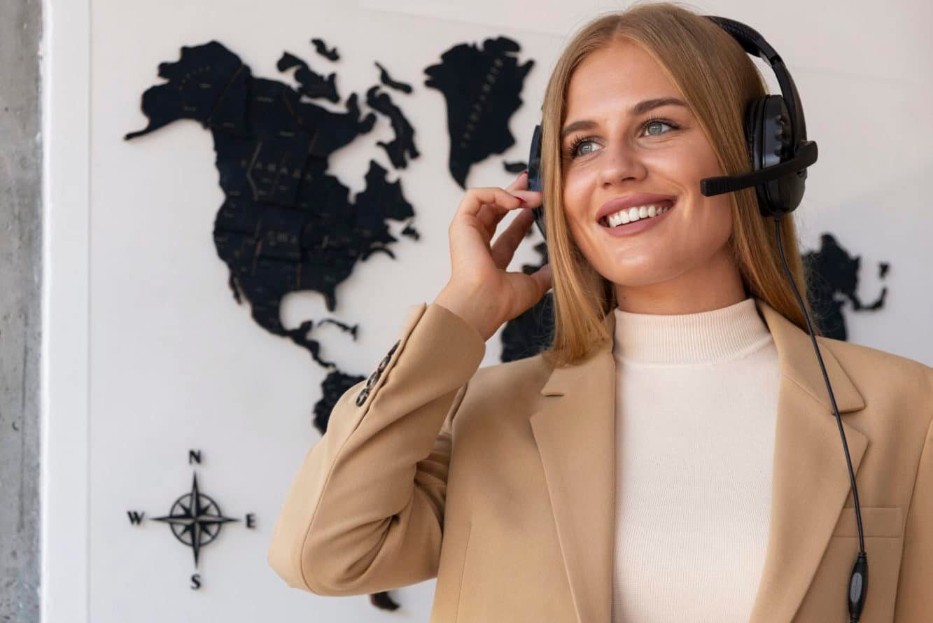 Interpreter working on-site at a Nicosia travel business event